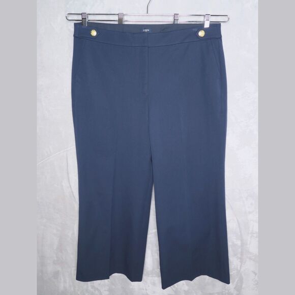 J CREW FACTORY Navy Blue Cropped Sailor Pants Sz 18 Wide Leg Nautical Stretch - Picture 1 of 9